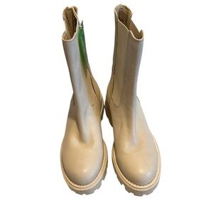 Sam Edelman Lug Sole Chelsea Genia Ivory Leather Boots